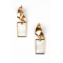 Lila Rosa Doğal Taşlı Tasarım Pirinç Küpe