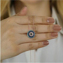 Moda Gümüş Evi 925 Ayar Gümüş Nazar Boncuklu Kadın Kolye