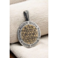 Moda Gümüş Evi Hz. Süleyman Mührü 925 Ayar Gümüş Ism-I Azam Dualı Kolye Ucu – Manevi ve Zarif Tasarım