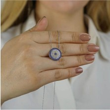 Moda Gümüş Evi 925 Ayar Gümüş Nazar Boncuğu Tasarımlı 8 Sıra  Kadın Kolye