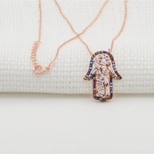 Moda Gümüş Evi 925 Ayar Gümüş Baget Taşlı Fatma'nın Eli Simgeli Kolye