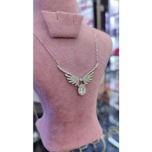 Moda Gümüş Evi 925 Ayar Gümüş Pırlanta Montürlü Kanat Kolye