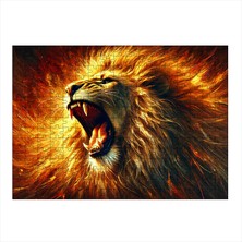 Ahşap Mdf Puzzle Yapboz Kükreyen Aslan Portresi 255 Parça 35*50 cm