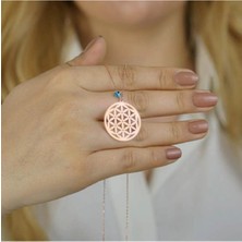 Moda Gümüş Evi 925 Ayar Gümüş Yaşam Çiçeği ve Nazar Tasarımlı Rose 925 Ayar Gümüş Kadın Kolye