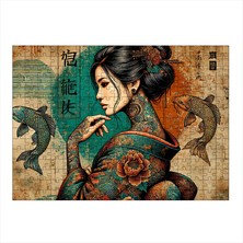 Ahşap Mdf Puzzle Yapboz Geleneksel Japon Geisha 255 Parça 35*50 cm