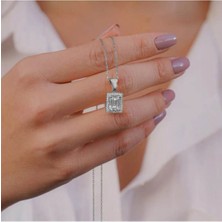 Moda Gümüş Evi 925 Ayar Gümüş Büyük Baget Taşlı Kadın Kolye