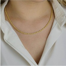 Moda Gümüş Evi 925 Ayar Gümüş Altın Kaplama Halat Zincir 55 cm