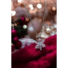 Moda Gümüş Evi 925 Ayar Gümüş Pembe Taşlı Lotus Kolye, Gümüş Kadın Kolye, Lotus Çiçeği Kolye