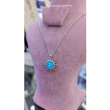 Moda Gümüş Evi 925 Ayar Gümüş Opal Taşlı Güneş Kolye