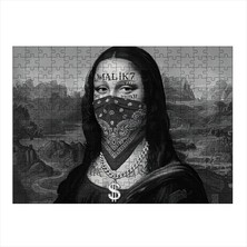 Ahşap Mdf Puzzle Yapboz Maskeli Monalisa Kadın Grafiti 255 Parça 35*50 cm