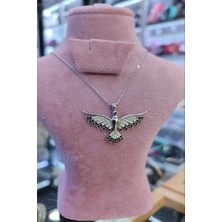 Moda Gümüş Evi 925 Ayar Gümüş Zümrüdü Anka Kuşu Kadın Kolye, Anka Kuşu Kolye