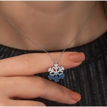 Moda Gümüş Evi 925 Ayar Gümüş Nano Taşlı Kar Tanesi Gümüş Kolye