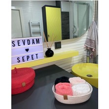 Sevdam Sepet Beyaz Küçük Boy - Mini Havlu Sepeti, Dekoratif Sepet, Pamuklu Sepet, Hasır Sepet, Halat Sepet