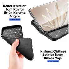 HANPORIUM Honor Magic 7 Lite Uyumlu Silikon Kılıf Deri Desenli Kamera Korumalı Darbe Emici Autofocus Kapak