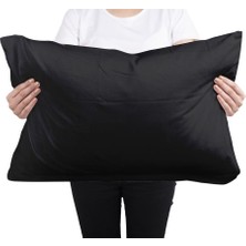 Shopyteks Düz Siyah Yastık Kılıfı 2 Adet + Kapitoneli Yastık Koruyucu 50 x 70 - 2 Adet