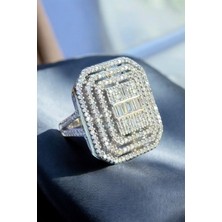 Moda Gümüş Evi 925 Ayar Gümüş Baget Taşlı Kadın Yüzük Md-01