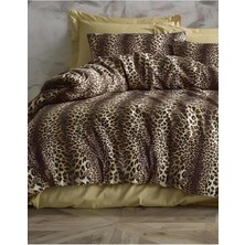 Ranforce Leopar Desenli Çift Kişilik Nevresim Takımı Battal Boy