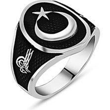 Moda Gümüş Evi 925 Ayar Gümüş Ay Yıldız Erkek Gümüş Yüzük