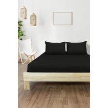 Shopyteks Düz Siyah Renk Çift Kişilik Lastikli Çarşaf Seti Battal Boy 180 x 200
