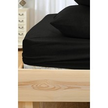 Shopyteks Düz Siyah Renk Çift Kişilik Lastikli Çarşaf Seti Battal Boy 180 x 200