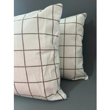 Shopyteks Kare Desen Pamuklu 2 Adet Fermuarlı Yastık Kılıfı 50 x 70
