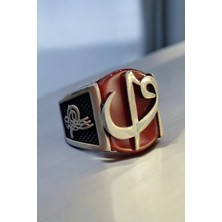 Moda Gümüş Evi 925 Ayar Gümüş Akik Taşlı Elif Vav Erkek Yüzük