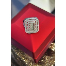 Moda Gümüş Evi Işıklı Kutulu 925 Ayar Gümüş Baget Özel Tasarım Kadın Yüzük