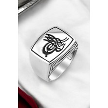 Moda Gümüş Evi 925 Ayar Gümüş Osmanlı Tuğralı Erkek Yüzük, Parlak Erkek Tuğralı Erkek Yüzük