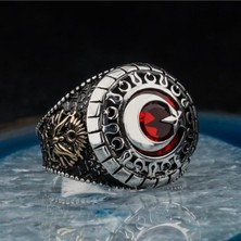 Moda Gümüş Evi 925 Ayar Gümüş Ay Yıldızlı Erkek Yüzük