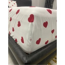 Shopyteks Kalp Desen Çift Kişilik Lastikli Çarşaf Seti Battal Boy 180 x 200