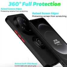 Rivor Xiaomi Mi 13 Ultra Uyumlu Kılıf Standlı Kamera Korumalı Kenarları Renkli Yüzüklü Sert Silikon Kapak