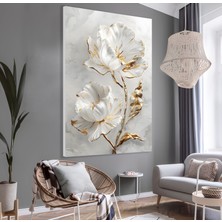 Emya Home 3D Altın Çiçekler Kanvas Tablo