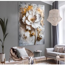 Emya Home 3D Altın Çiçekler Kanvas Tablo