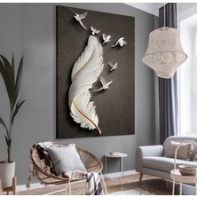 Emya Home 3D Beyaz Tüy Kanvas Tablo