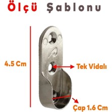 By-Ka Boru Askı Flanşı Oval Dolap İçi Borusu Sabitleme Kıyafet Elbise Askı Aparatı Krom 45 mm (2 Adet)