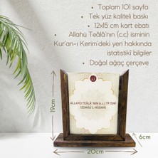 Noktra Design Esmâü'l-Hüsnâ - (Allahü Teâlâ'nın (C.c) 99 Ismi) - Doğal Ağaç Çerçeveli, 20 x 20 x 6  cm , Kuşe Kağıt Kartlar