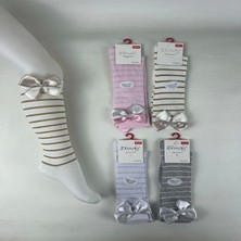 Ekinoks Socks Kız Bebek Fiyonklu Diz Altı Çorap (3 Adet)
