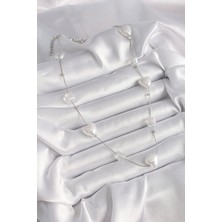 Clariss Pirinç Gümüş Renk Beyaz Inci Kalp Model Kadın Kolye