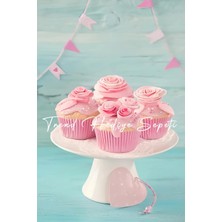 Trend Hediye Sepeti Takribi 200 Adet Pembe Muffin, Cupcake, Kek Kalıbı, 40x30 mm