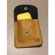 Pinkyola Design - Kare Model  Deri Fb Hardal Sarı ve Mavi Mini Bozuk Para Cüzdanı,airpod Kılıf