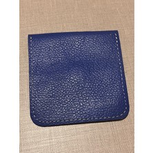 Pinkyola Design - Kare Model  Deri Fb Hardal Sarı ve Mavi Mini Bozuk Para Cüzdanı,airpod Kılıf
