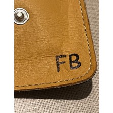 Pinkyola Design - Kare Model  Deri Fb Hardal Sarı ve Mavi Mini Bozuk Para Cüzdanı,airpod Kılıf