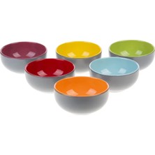 Pinkev 6 Adet 12CM Çift Renkli Seramik Çerezlik Çorba Çok Amaçlı Kase