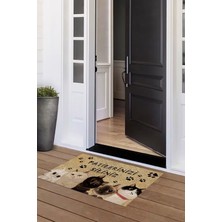 Napoli Home Kedili Baskılı Kaymaz Taban Silinebilir  Kapı Önü Paspası (40X60CM),PASPAS-20-RENKLİ,