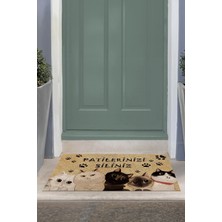 Napoli Home Kedili Baskılı Kaymaz Taban Silinebilir  Kapı Önü Paspası (40X60CM),PASPAS-20-RENKLİ,