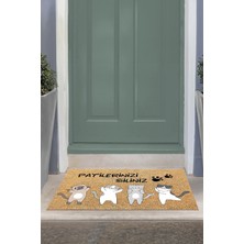 Napoli Home Kedili Baskılı Kaymaz Taban Silinebilir  Kapı Önü Paspası (40X60CM),PASPAS-19-GRİ,