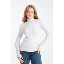 Pour La Riviere Kadın Pamuklu Balıkçı Yaka Vücudu Saran Esnek Parmak Geçmeli Body Bluz
