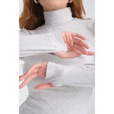 Pour La Riviere Kadın Pamuklu Balıkçı Yaka Vücudu Saran Esnek Parmak Geçmeli Body Bluz