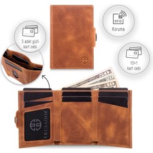 Trusador Toscana Taba Kartlık  Deri Cüzdan Unisex Rfid Korumalı Erkek Kadın Mini Hediye