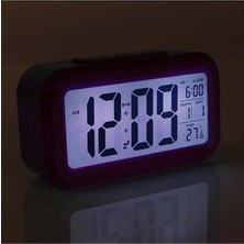 Nidage Dijital Termometreli Masa Saati, Dijital Masa Saati, LCD Ekran Çalar Saat - Siyah